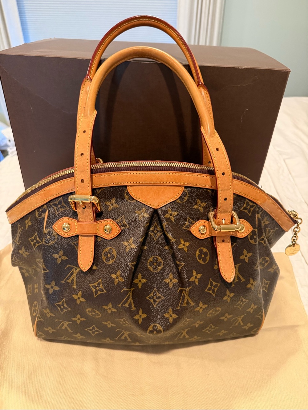*ON SALE* Louis Vuitton TIVOLI GM Monogram Canvas Leather Brown Tan Shoulder Bag - Picture 9 of 16